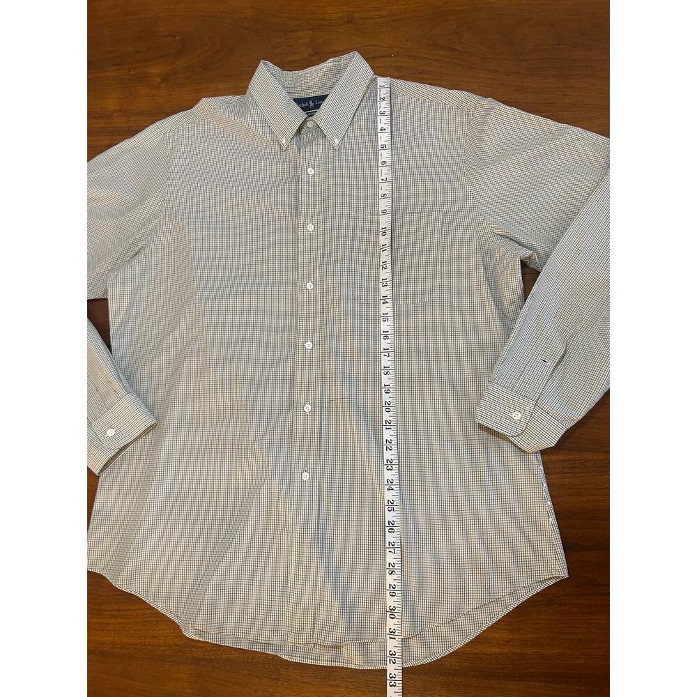 Green Checked Ralph Lauren Custom Fit Long-Sleeve Button-Down Shirt - (Mens XL) - Picture 5 of 11